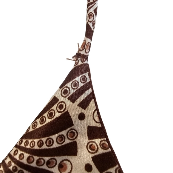 Alyn Paige New York Elegant Day to Night Halter Dress in Cream and Brown, Small - Picture 7 of 13